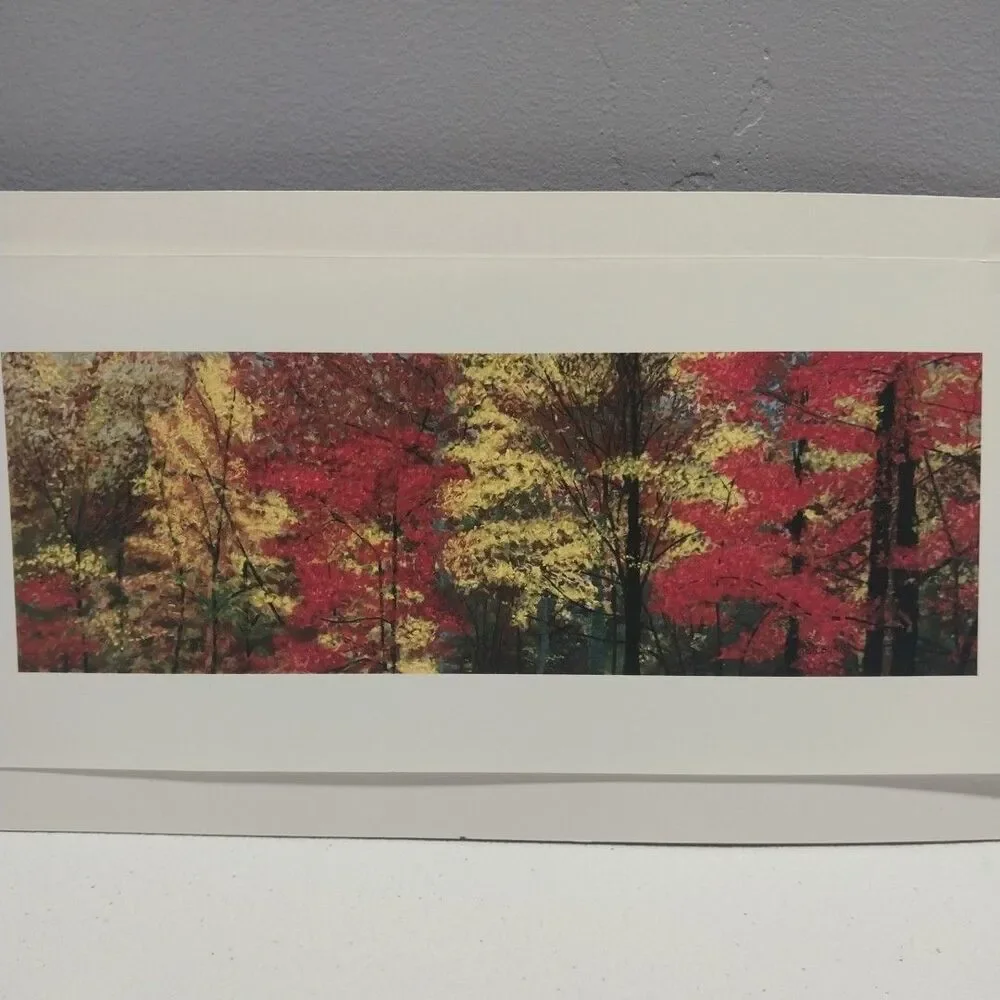 George Burr Autumn Trees Print 12x6 Panoramic Fall Landscape Matted